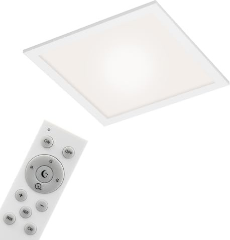 BRILONER Leuchten - LED Panel, WiFi Deckenleuchte dimmbar, RGB, App-Steuerung, inkl. Fernbedienung, Timerfunktion, Memoryfunktion, 18 Watt, 1.700 Lumen, Weiß, 295x295x61mm