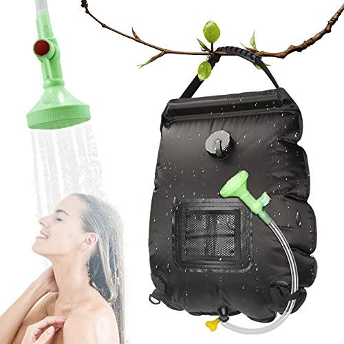 RANJIMA Camping Dusche Set, 20L Campingdusche Solardusche mit Temperaturanzeige, Tragbare Camping Duschsack Heizung mit Duschkopf & On-Off Switchable für Camping Strand Garten Schwimmen Outdoor Reisen