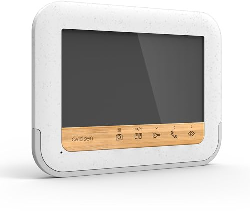 Avidsen Moniteur Suppl. 7 AddBamboo View – Compatible Bamboo View 1re Génération, Plastique Recyclé & Bambou, Polarity Protect, Photo Visiteur, Commande Portail, Portée 100m, SAV France