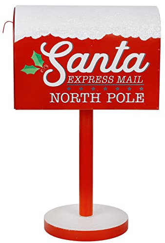 Adroiteet Decoración de Navidad, buzón de Papá Noel, 15.5 x 9.5 Pulgadas, Correo expreso a Poste Norte, Caja Decorativa de Navidad para el hogar, Interior, Exterior, Puerta Delantera, Navidad, Fiesta