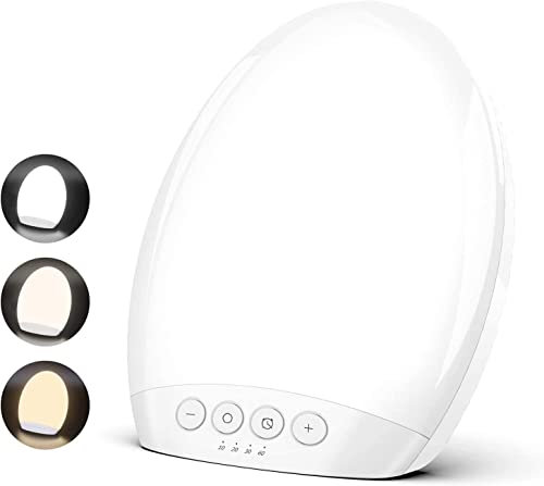 Lampe de Luminothérapie, 10000 Lux Lampe de Photothérapie LED sans UV avec Luminosité et Température de Couleur Réglables, Fonction de Mémoire, 4 Réglages de Minuterie