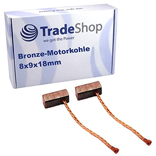 2x Trade-Shop Bronze-Kohlen Kohlebürsten 8 x 9 x 18mm 12-24 Volt für verschiedene KFZ-Motoren Rolltor Garagentor Antriebe Lichtmaschine Wasserpumpe