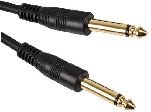 Cable Stop - 6.35mm 1/4 Lead Mono Jack Male to Male Instrument Cable. Gold Plated for Guitar, Bass, Amp, Keyboard (1M)