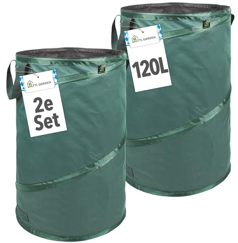 TTL GARDEN 2x 120L Pop Up Gartensack Premium - 220gsm 600D Oxford Gewebe