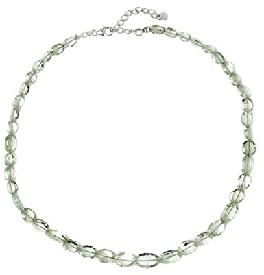 ELEDORO echter grüner Amethyst Halskette Collier für Damen aus Silber 925 Karabiner 45cm lang