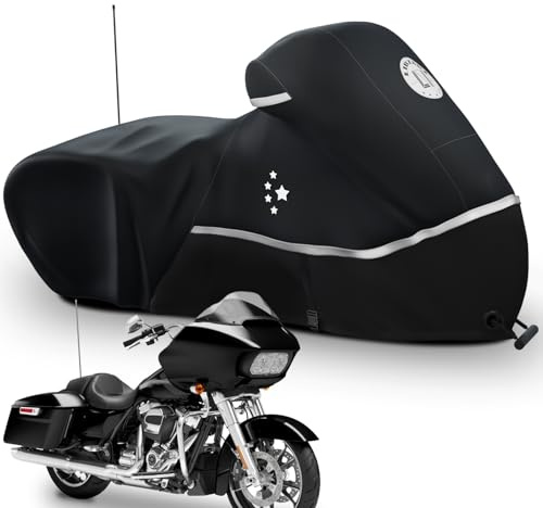 LI LIBZAKI Motorradabdeckung für Touring-Modelle Harley Davidson Road King, Road Glide, Street Glide, Electra Glide, Heritage Classic, Low Rider-ST, Indian/Honda/BMW/Ducati/Suzuki/Kawasaki/KTM schwarz