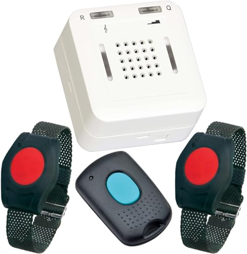 ELDAT - Mobiler Hausnotruf mit Notrufsendern und Quittierungsfunktion - Notrufknopf für Senioren - RS16 mit 2X Armbandsender RT26 und Q-Sender RT21