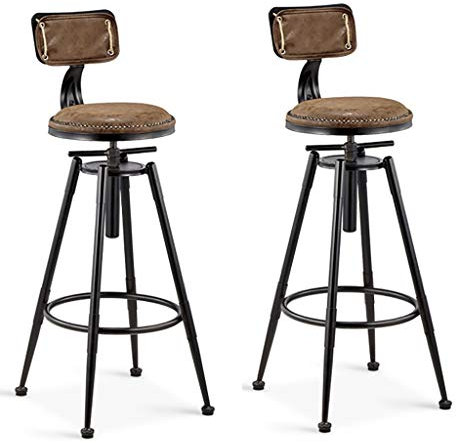 btd Taburete de Bar Retro Americano, Silla de Bar de Hierro, Restaurante de Cocina Taburete Alto Perno de Rotación Refuerzo de Perno Silla de Mostrador de Desayuno para el Hogar (Color : Brown×2) The