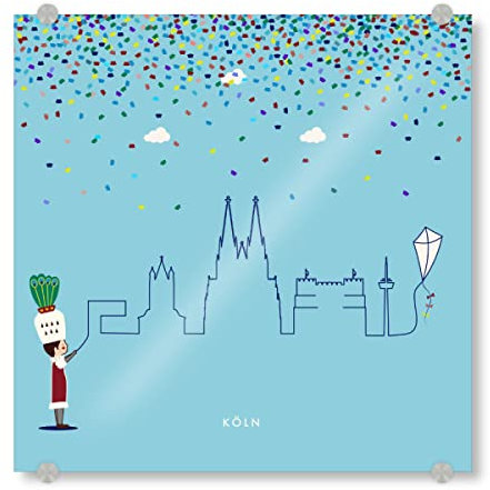 artboxONE Acrylglasbild 40x40 cm Städte/Köln Köln Skyline Kite Bild hinter Acrylglas - Bild köln Cologne Dom