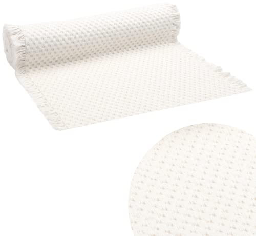 Vivant Baumwoll Tischläufer, in Crème (30 cm x 1,4 m), dekoratives Tischband, edle Tischdeko für Geburtstage & Hochzeiten, Elegante Dekoration zu besonderen Anlässen
