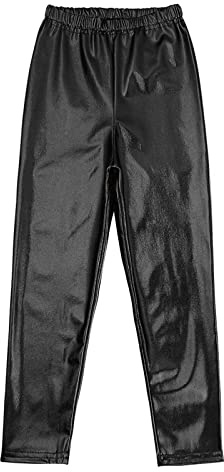 ZUYPSK Kids Boys Girls Shiny Metallic Leggings Tights Jazz Hip Hop Dancing Stage Performance Pants Dancewear (as1, Numeric, Numeric_12, Regular, Black)