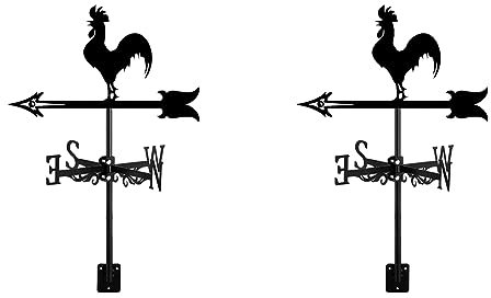 Speesy 2 veletas de gallo, silueta de gallo retro, indicador de dirección de viento para exteriores