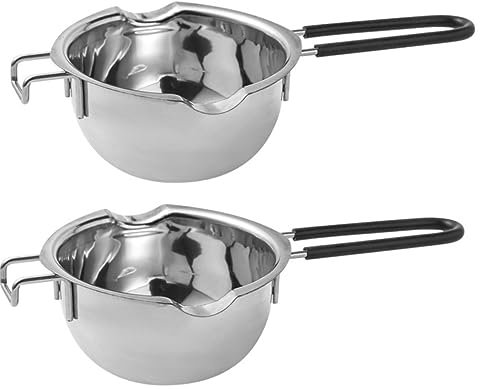 NAMOARLY 2pcs Melting Pot Chocolate Butter Stainless Steel Scald Handle Smooth Surface for Easy Cleaning Compact Design for Home Baking