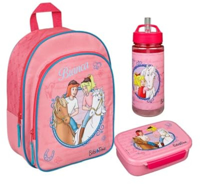 Kindergartenrucksack Bibi & Tina Mädchen - Personalisiert mit Name - Set Pferde Kinderrucksack