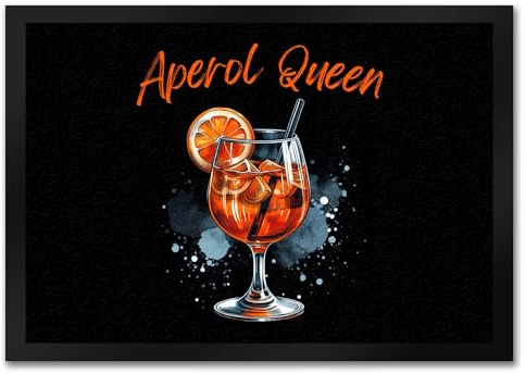 speecheese Aperol Queen Fußmatte in 35x50 cm Trinkglas-Design Cocktailglas-Motiv Orange Aperitif Alkohol Sommergetränk Stil Fußmatte in 35x50 cm für Aperol-Liebhaber