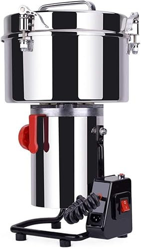 3000G Electric Grain Grinder Mill Powder Machine Flour Mill Pulverizer Grinder Food Grade Stainless Steel Open-Cover-Stop for Spices Herbs Cereal Coffee Dry Food 4000W