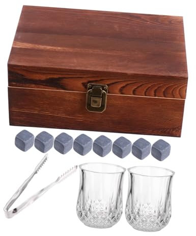 UTHCLO Cubitos De Hielo De Mármol Piedras Para Whisky Cubitos De Hielo Para Whisky Caja De Madera Con Pinzas Para Bebidas