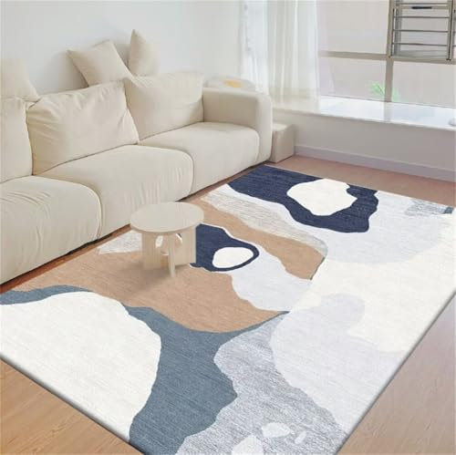 RUGMRZ Babyzimmer Teppich 160x200CM Anti-rutsch Bettvorleger Schlafzimmer Blau Leicht zu reinigender moderner Studioteppich im minimalistischen Design