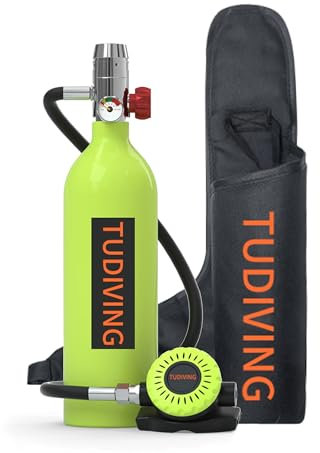 TUDIVING Tragbare Mini Tauch Flasche Sauerst Off Flasche Taucher zum tauchen Mit 15-20 Minuten Tauchen Sauerst Off Tank Taucher 1L S400 Set Tauchausrüstung (S400-A1-Green)