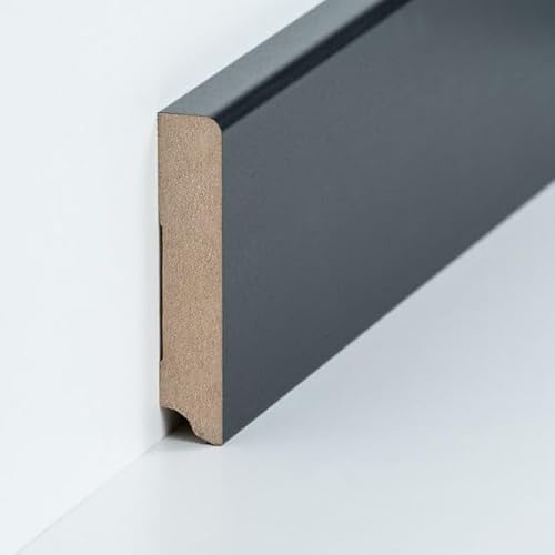 PROVISTON Plinthe en MDF - 19 x 96 x 2500 mm - Cœur en MDF noir - À coller, visser et clouer - 2,5 m - 1 pièce