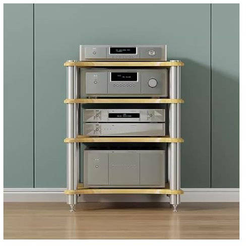 mueble equipo hifi Armario Para Componentes De Audio/vídeo Soportes Estéreo De Pie, Estanterías Audio-vídeo Abiertas Soporte Para Amplificadores, Soporte Para Consola De Videojuegos(#2,4 shelf)