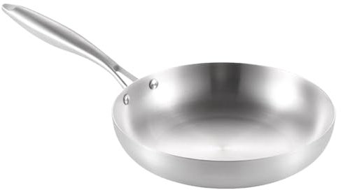 Tiefe Bratpfanne – ofenfeste Edelstahl-Pfanne, tiefe Bratpfanne, dreilagige unbeschichtete Verbundpfanne, dicke Bratpfanne für Steak und Eier, alle Kochmethoden, 21,6 cm, 29,9 cm