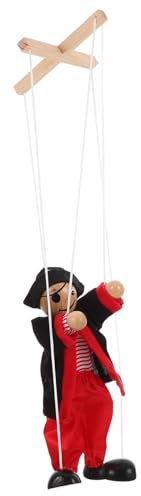 JOINPAYA Marionnette À Fils Pirate en Bois 9.25In Jouet Interactif Parent-Enfant Théâtre Marionnettes Décoration Pirate Amusante