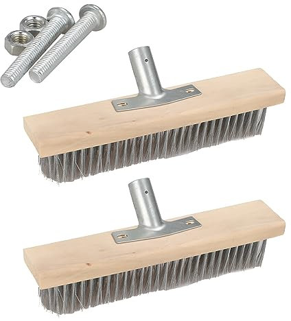Balai métallique, brosse rigide, balai métallique, tête de balai en fil d'acier rigide, 2 têtes de balai en fil d'acier rigide, fil de 12 pouces
