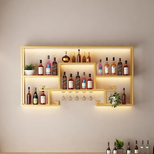 LED-beleuchteter Weinschrank zur Wandmontage mit Glashalter und Flaschenregal für Zuhause, Bar oder Restaurant