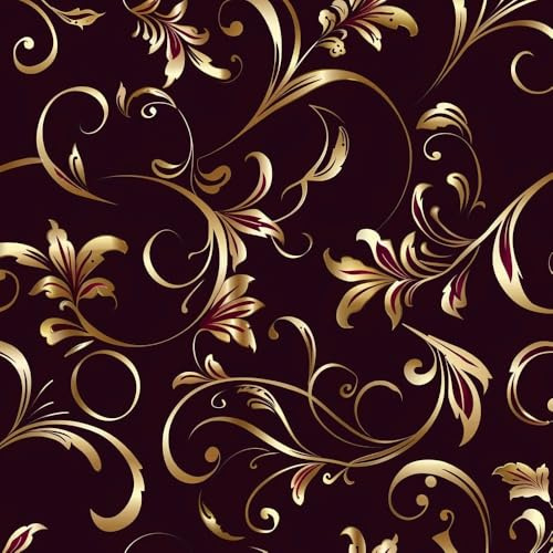 JIAOQSS Selbstklebende Tapete Rote Goldene Blumen Mustertapete Klebefolie Vinyl Möbelfolie Wandpapier Dekorfolie Muster Folie für Wohnzimmer Schlafzimmer Küche Wand Möbel