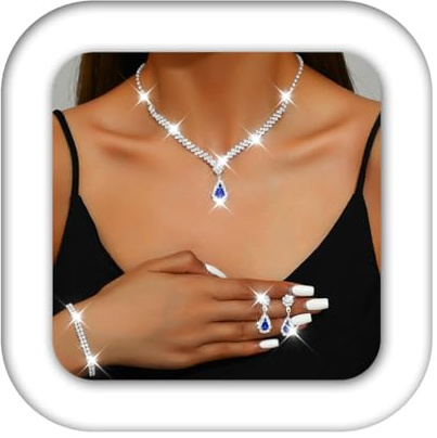 Zoestar Juego de joyas de boda para novia, collar y aretes de diamantes de imitación, conjunto de joyería formal para mujer, talla única, /, No es una piedra preciosa