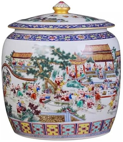 PUFAHAU Lata de té, Lata de té de cerámica esmaltada, Lata de té Grande sellada, Lata de té Pu'er, Caja de té para el hogar con Tapa, Caja de Almacenamiento de té