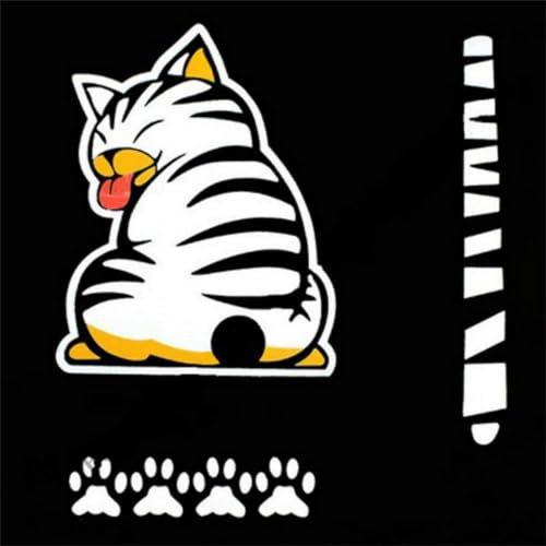 3DD Car Creative Cartoon Stickers - Cat Car Windscreen Decals | Cat Tail Moving Stickers | Funny Cat Car Rear Window Wiper Sticker | Cat Reflective Tails Moving Sticker for Vehicles