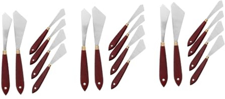 DIYEAH Set Di 3 Strumenti Per Pittura Artistica Spatola Larga Raschietto Per Pittura A Manico in Legno Spatole Per Miscelazione Per Uso in Cucina 6 Pezzi * 3