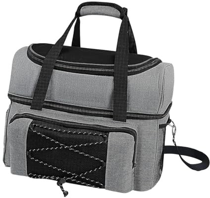 F Fityle 2 Ball Bowling -Bag Bowling -Tasche, tragbarer Oxford -Stoff tragen resistent mit Ballhalter Pad Aufbewahrung, Handtasche für Outdoor Sport, Grau