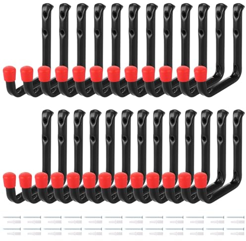 VIDETOL 25 Pcs J Hooks Heavy Duty, Large Garage Hook for Garage Wall, Ladder Hook Wall Hooks Utility Hangers for Tools, Bike, Wood, Metal, Board and Stick(12x9cm)
