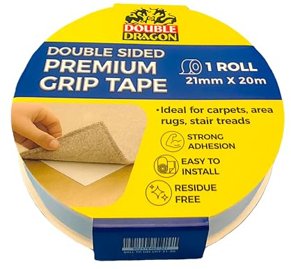 Double Sided Carpet Tape, 21mm wide, 20m long, 160micron thickness, cloth based