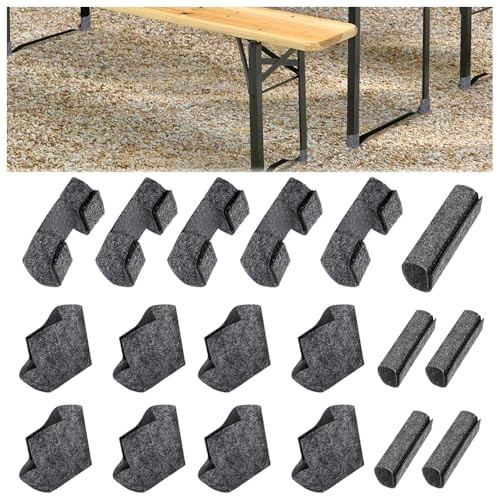 18 Stück Bodenschoner Set für Bierzeltgarnitur Filzgleiter für Bierbank und Biertisch, Schutz für Stuhlfüße und Tischbeine, Bodenschoner für Party Gartenmöbel, Stuhlbeinschützer bierbank Schutz füße
