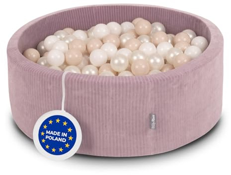 KiddyMoon Piscina Sensorial Redonda 90X30cm/200 Bolas Estimulante para Niños