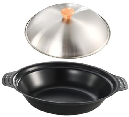 VERDANVERSE Wok de Hierro Negro Antiadherente con Doble Asa, Compatible con Inducción, Estilo Japonés, Adecuado para Hot Pot y Mariscos