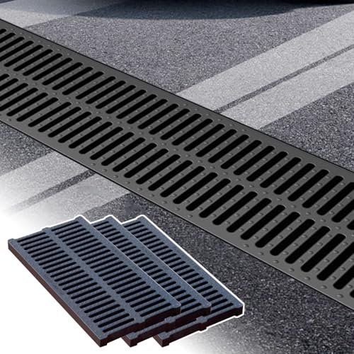 Confezione da 3 coperture per scarico esterno in resina polimerica antiscivolo per calcestruzzo 50 x 35 x 2,5 cm, soluzione di drenaggio dell'acqua piovana durevole per un efficace controllo