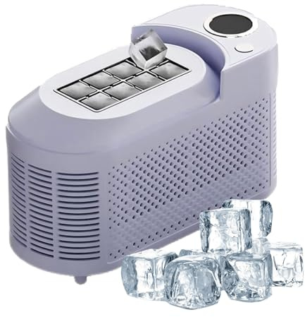 IINCOOY Macchina for Il Ghiaccio Portatile, Macchina for Il Ghiaccio Fai da Te con Cavo di Alimentazione for Auto, 8 Cubetti in 10 Minuti for Casa, Ufficio, Bar, Feste in Camper(Purple)