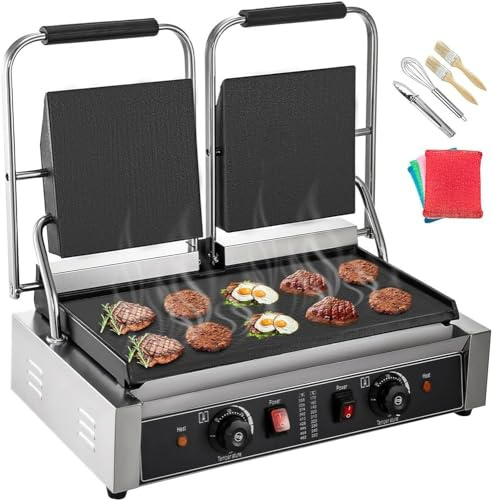 Electric Contact Grill Griddle Panini Press - Non-Stick Outdoor Cooking Grill for Sandwiches, Steak & Meat - Easy to Use Commercial Quality