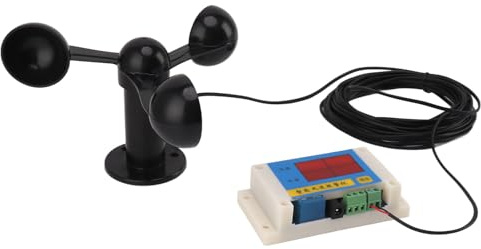 KIMISS 3 Fan Blades Tower Crane Anemometer - USB 5V High Accuracy Wind Speed Alarm Device with Adjustable Levels 2-12 for Outdoor Use