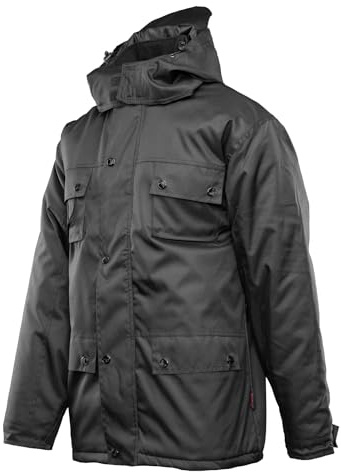 Seven Kings Winter Arbeitsjacke Gefüttert - Wasserdichte Parka Jacke mit Fleece - Elegante Winterjacke mit Kapuze - Oxford/PVC Polyester mit 200g/m² Fütterung - für Arbeit und täglichen Gebrauch