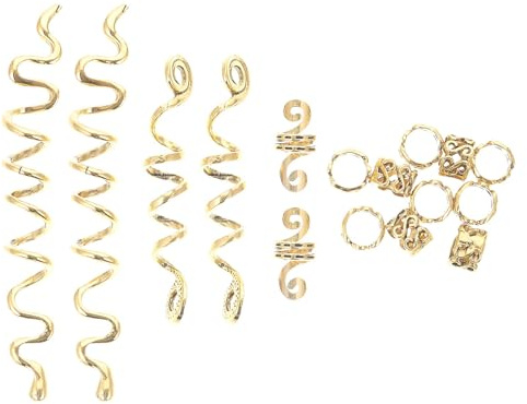 HAMPPLIES 16 Stück Spiral Dreadlock Ringe aus Zinklegierung Dekorative Haarmanschetten für Damen Selbstgemacht Haarflechtringe für Zöpfe und Dreadlocks Vielseitige Haarverzierung für Alltag