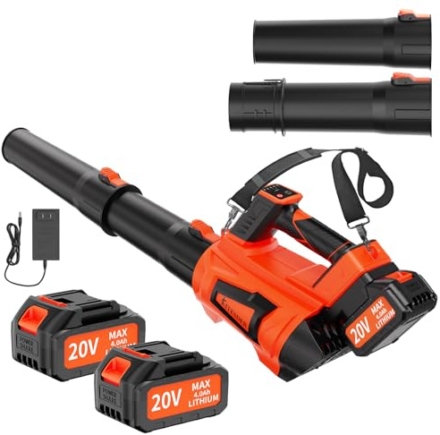 KITESDER 20 V Akku Akku-Messergebläse, einstellbare Geschwindigkeit, regeneratives Gebläse, Rasenpflege, Innenhof, Terrassen-Laubbläser (Rucksack-Version + Upgrade Dual Battery Set)