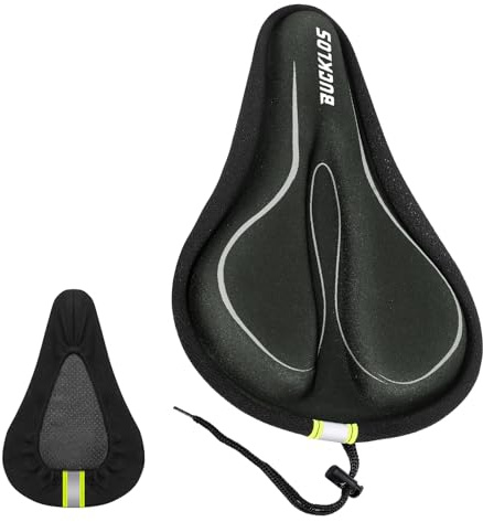 AEYINO Bike Seat Cushion Gel Padded Cover 11×7×1.2 inch for Mtb | Memory foam bicycle saddle, absorbs vibrations, Extra Soft Bicycle Seat cover compatible with peloton Suitable for road bikes