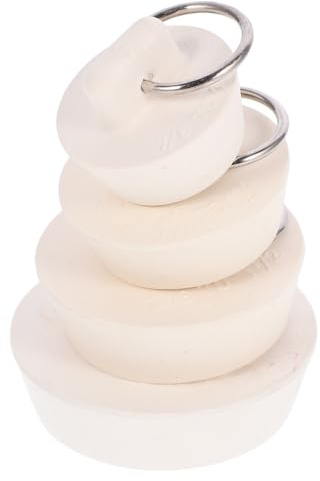 NUOBESTY 4pcs Rubber Bath Tub Drain Stoppers with Pull Rings, Multifunctional Sink and Washbasin Plugs, Sizes 7/8–1 3/4 Inch, Bathroom and Kitchen Drain Sealing Set