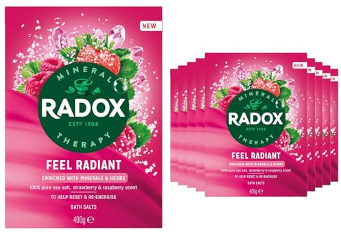 Radox Mineral Therapy Feel Radiant Bath Salts 400g, 12 Pack - Relaxing Stress Relief Soak, Soothing Mineral Bath for Muscle Relaxation, Unwind After Work, Home Spa Care